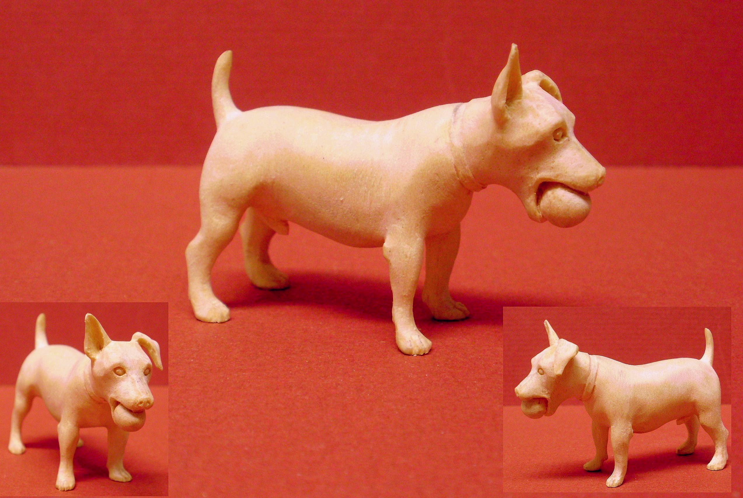 hand carved wood unpainted Jack Russel terrier