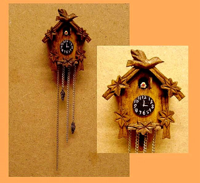 non working 1:12 scale dollhouise miniature cuckoo clock