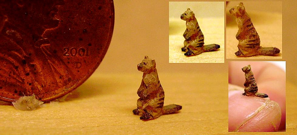 hand carved wood micro miniature mongoose
