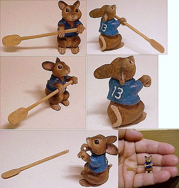hand carved wood miniature custom mouse