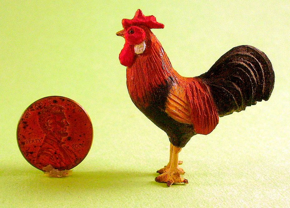 hand carved wood miniaturerooster