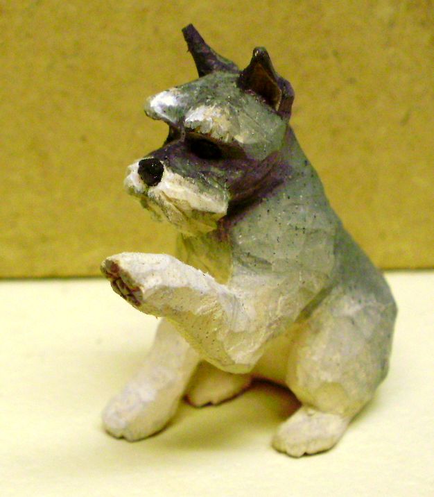 hand carved wood miniature schnauzer